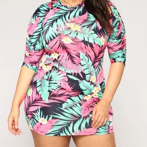 No Fear Neon Tropical Print Mini Dress, New, Never Worn